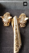 Jaguar Cat Cufflinks and Sword Tie Clip Set