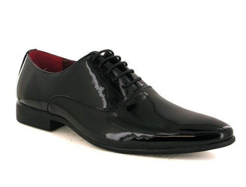 Mens white patent lace shoe - white,