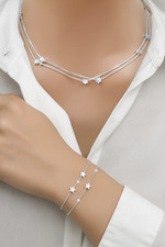Stars 925 Sterling Silver Womens Bracelet Necklace Set  Bridal Birthday Gift  UK