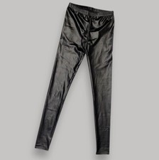 XS 23” waist black shiny stretchy wet look high waisted leggings skinny pants