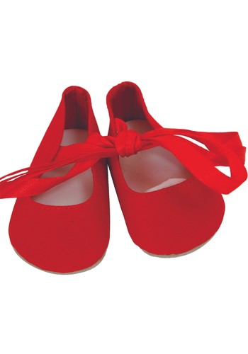 Red ballet shoes for dolls - red,