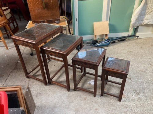 Wooden nest tables glass - wooden, 4