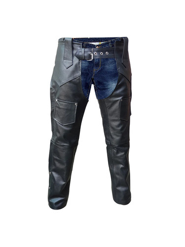 Handmade black leather biker - black,