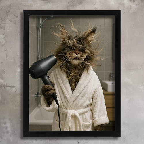 Funny cat bathroom - bathroom, art