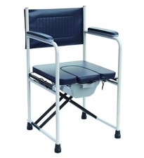 Deluxe folding commode chair portable toilet with padded seat and armrests
