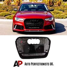 Audi RS6 Style A6 S6 C7 Front Main Grille Gloss Black Honeycomb Mesh Grill 13-15