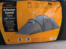 Halfords 6 Person Tunnel Tent with porch  2 rooms Large Family Tent & Carry case