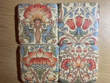 William Morris Design Tile Coasters  Ceramics 4 Pieces, 10 x 10cm