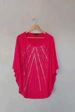 Frank Usher Ombre Crystal Embellished Jersey Poncho In Fuchsia Size S/M BNWT QVC
