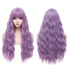 Wavy Wig Long Curly Wig With Bangs For Womens Synthetic Cosplay Fancy Full Wig