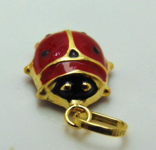9ct gold enamelled ladybird - enamelled,