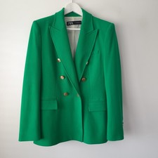 Zara Classic Green Double Breasted Blazer Jacket M Medium 10 12 