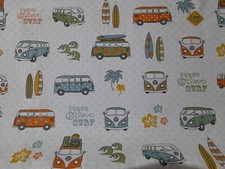 Linen Look  Summer Camper Van Printed Fabric . Upholstery , curtains, cushions.