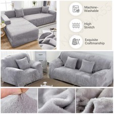VELVET Elastic STRETCH SOFA COVERS Slipcover Protector Settee 1/2/3/4 Seater