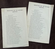 1919 National Cenotaph Unadopted Inscription Poem Two Printed Pamphlets