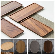 Tea Tray Serving Table Plate Snacks Food Storage Dish Tray Wooden Rectangle Oval