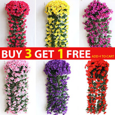 Artificial Fake Hanging Flowers Vine Plant Home Garden Decor Indoor Outdoor UK