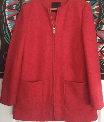 Boucle coat vibrant - red, wool