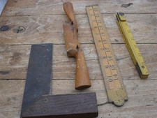 vintage carpenters tools spokeshave set square folding rules woodworking