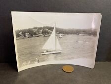 Vintage 1945 Photo Bayville, Maine, Daysailer Sailboat, Houses, Boothbay Harbor
