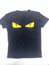 Fendi Spike Bug Eye T-Shirt Men's Small Black Short Sleeve Crew Neck P2P 17"
