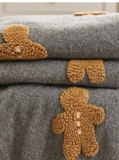 Next Grey Gingerbread Christmas Throw - 150 X 200cm - No Packing Lace