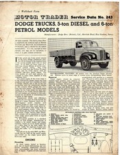 Dodge Trucks 5-ton Diesel and 6-ton Petrol Motor Trader Service Data Sheet 