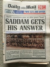 Daily Mail Newspaper 16th February 1991 Saddam Hussein Gulf War