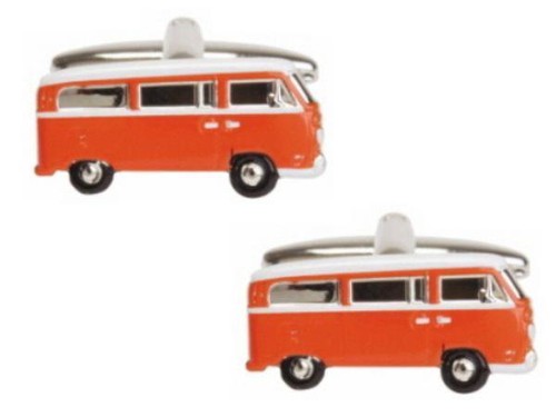 Orange white camper van - &,