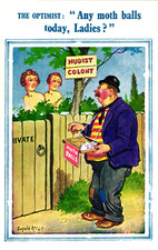 Any Moth Balls Today Ladies Vintage Donald McGill Comic Postcard