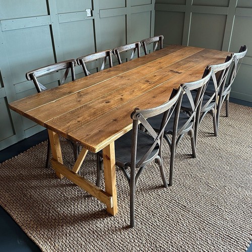 Folding rustic trestle table - rustic, /