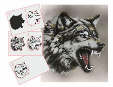 AS-365 Wolves step by step stencil template acrylic airbrush spray wall paint