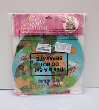 Zopeal Farm Cupcake Stand, 3 Tier Pink Farm Animal Tray, Food Serving Tray