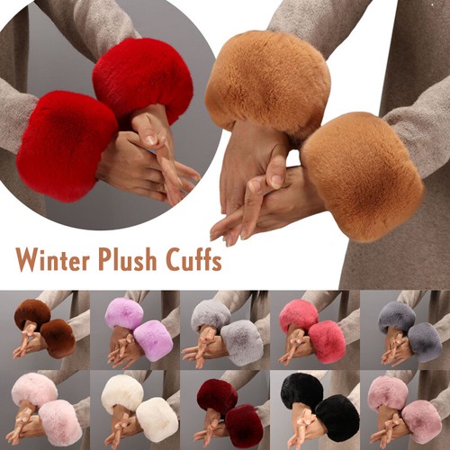 1pair women faux fur cuff - fur,