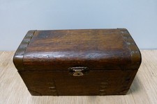 Oak Musical Trinket Box,Brass Bound  Plays Brahms Lullaby  6 x 3.25 x 3 inches.