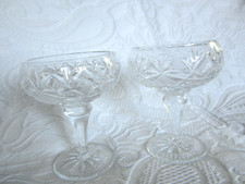 2 X  Cut Glass Crystal Bon Bon Dish's On A Beautiful Stemmed Base, signed