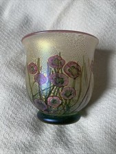 Isle of Wight Art Glass small Vase /Tea Light Holder Wild Roses 8cms Beautiful !