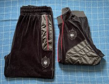 MEN’S VINTAGE AKADEMIKS BLACK VELOUR TRACKSUIT SET 4XL