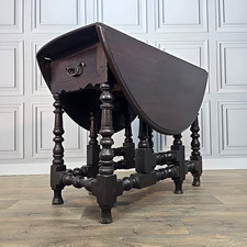 Antique Solid Oak Gate Leg Drop Leaf Table - Drawer Victorian – Rustic Farmhouse