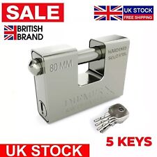 80MM HEAVY DUTY PADLOCK ARMOURED STEEL CONTAINER SHUTTER LOCK 5 KEYS SWIFT OPEN
