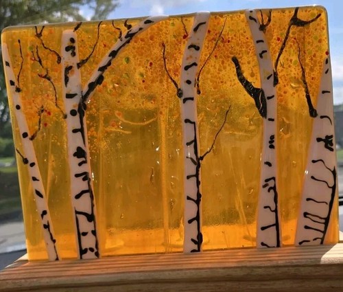 Fused glass art aspens - fused,