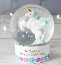 Christening, Baptism , Birthday, Snow Globe Unicorn Novelty Personalised Gift