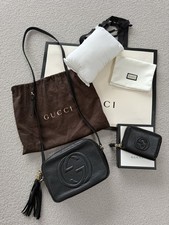 Genuine Gucci Soho Disco Black Leather Messenger Handbag Old Discontinued Style