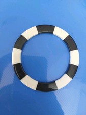 Vintage Plastic Bangle Black And White Striped 6.2cm Int Diam c1960s/70s