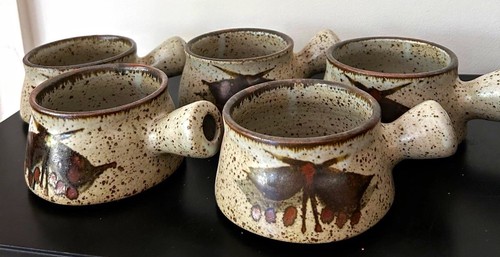 Set speckled handled soup - set,