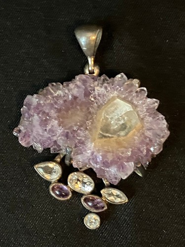Sterling amythest pendant - amythest, raw