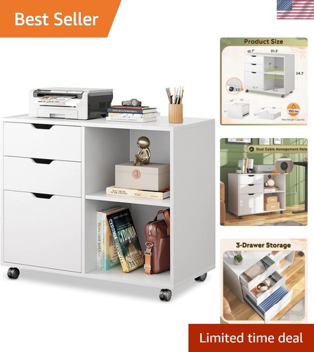 Drawer wood file cabinet - 3-drawer,