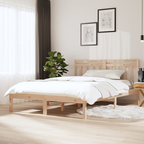 Bed frame solid pine - pine, brown