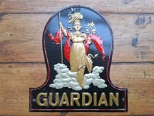 Vintage Advertising GUARDIAN Fire Mark Insurance Tin Plaque Sign FREE P&P 