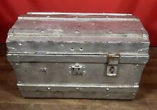 Metal Luggage Steamer Travel Dome Top Trunk Storage Chest Stage Prop Large VTG